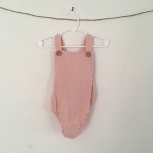 Blush pink linen romper